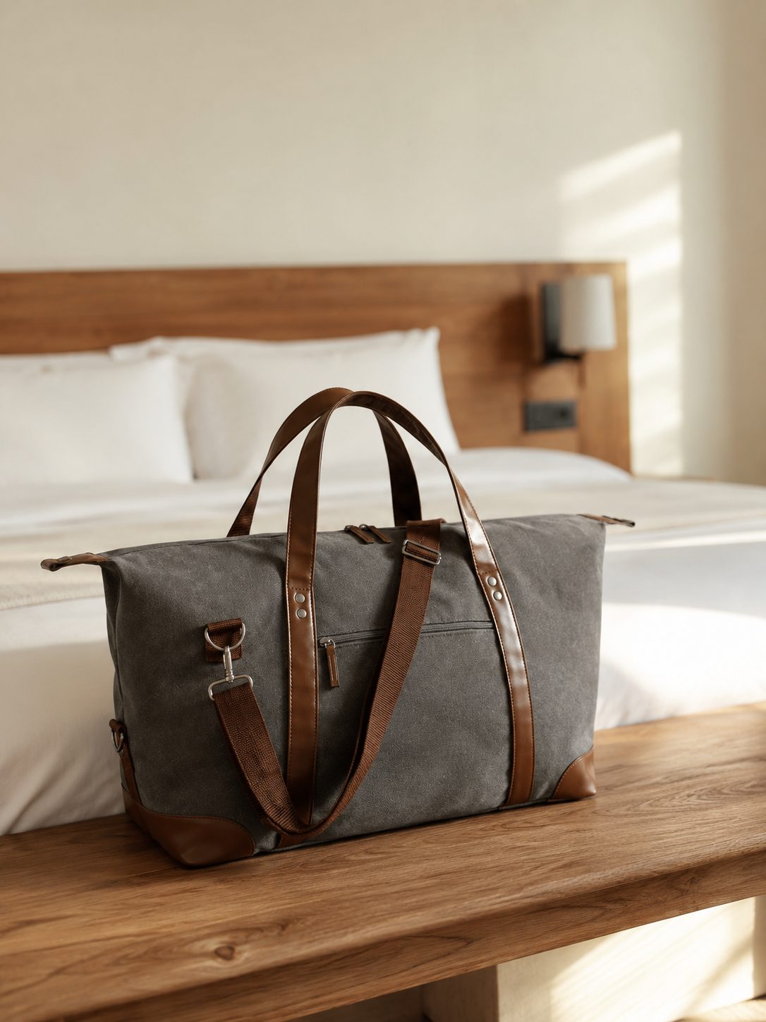 El mismo bolso en una escena de hotel